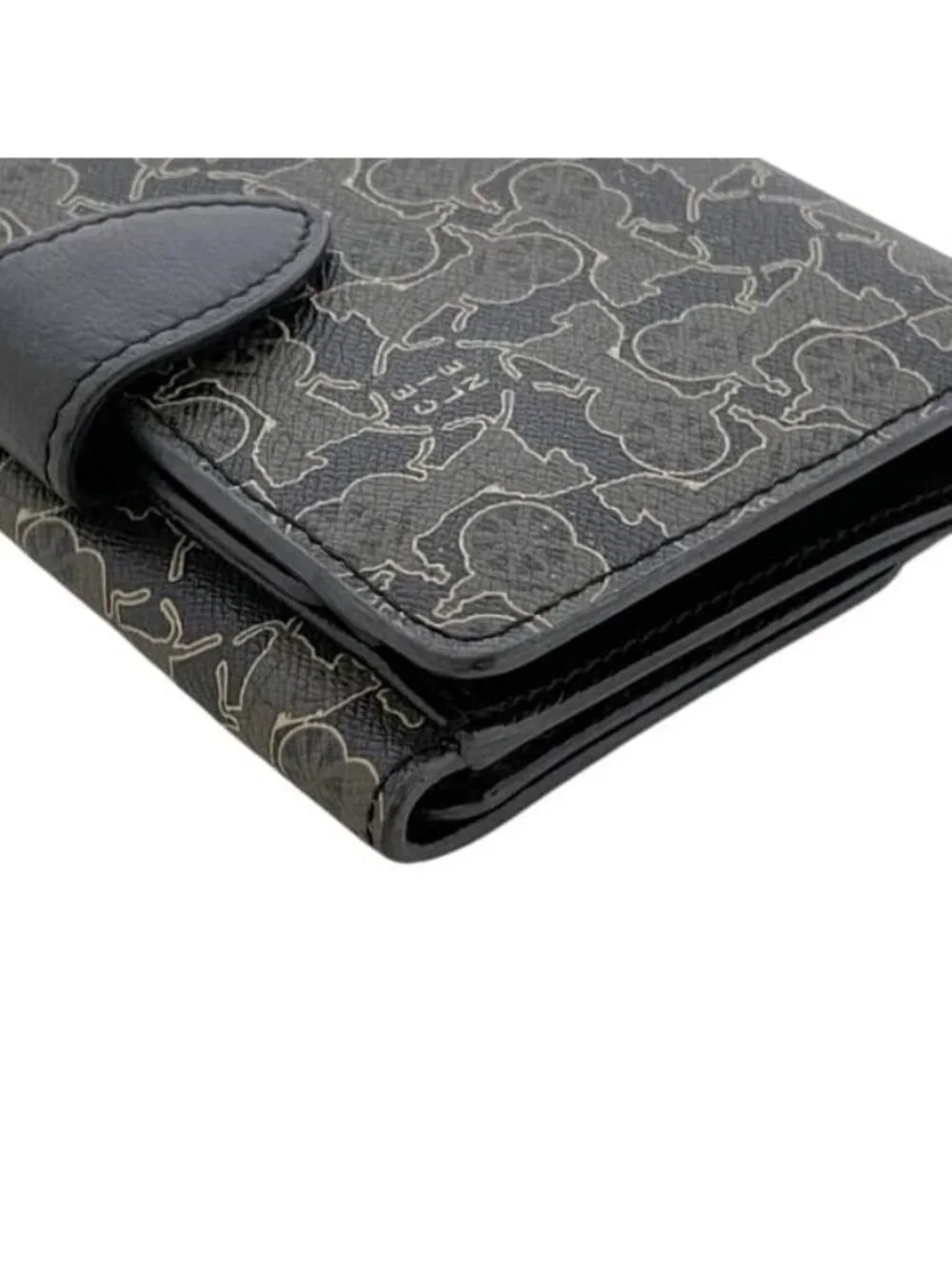 Celine Bifold Hook Wallet Gray Black Saluki Double Leather Simple